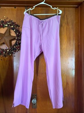 Light Pink Elastic Waist Casual scrub pants